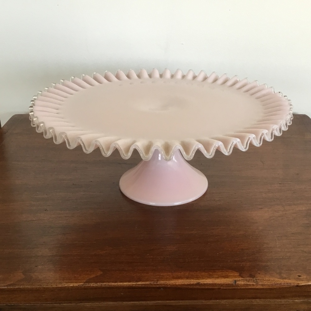 Vintage Rare Pink Fenton Silvercrest Cake Stand
